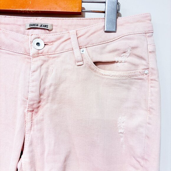GARCIA Pink Distressed Cropped Skinny Jeans | Low Rise Denim | Size 28 x 28 * - Picture 9 of 13